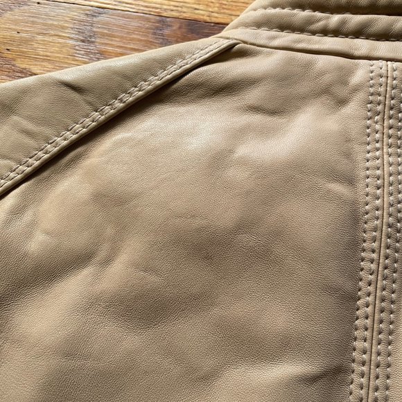 Michael Kors Tan Leather Motorcycle Jacket Size Small - Picture 13 of 15